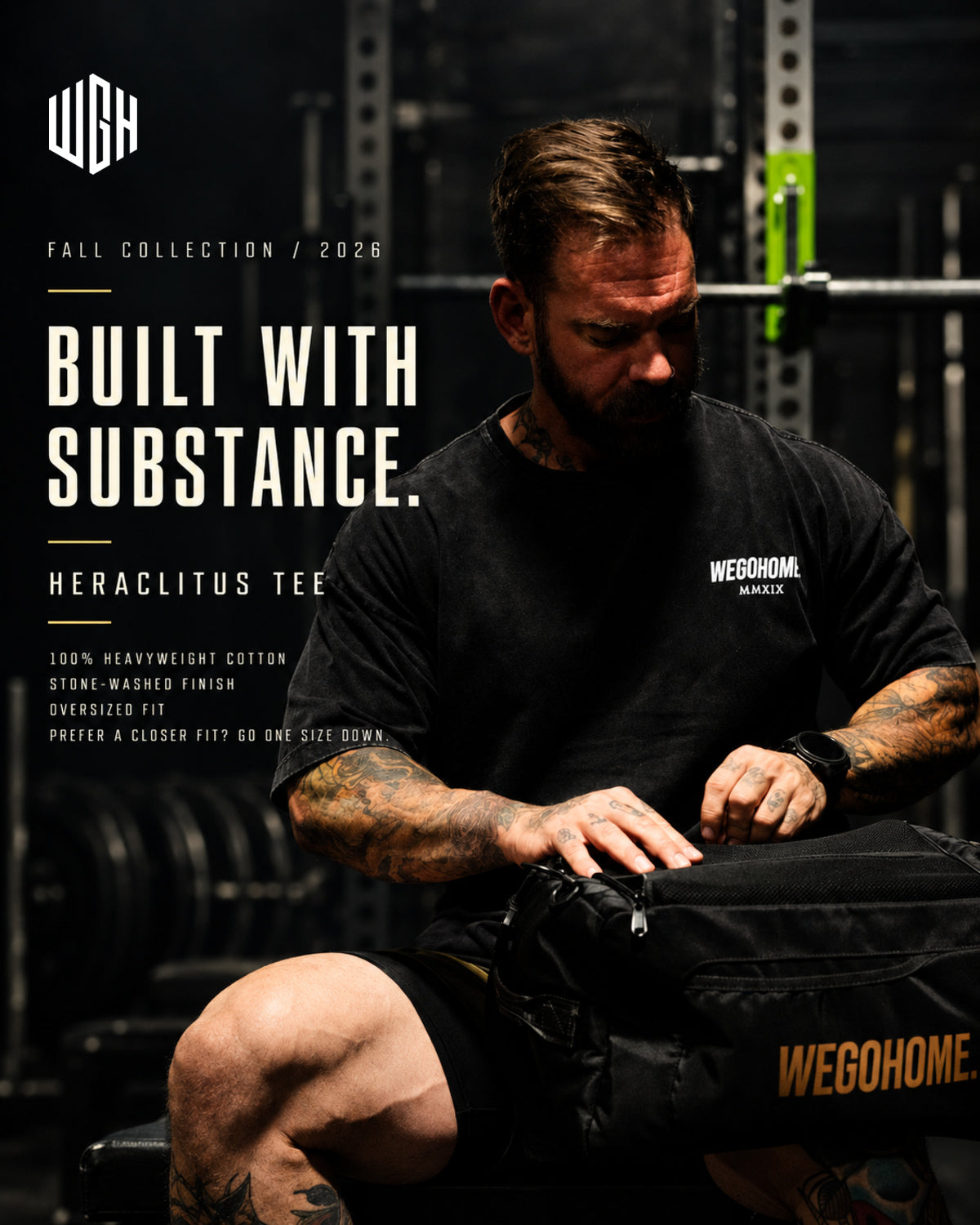 Heraclitus Tee fabric and oversized fit launch graphic