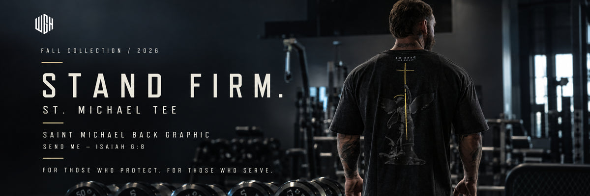 Saint Michael Tee Stand Firm launch graphic